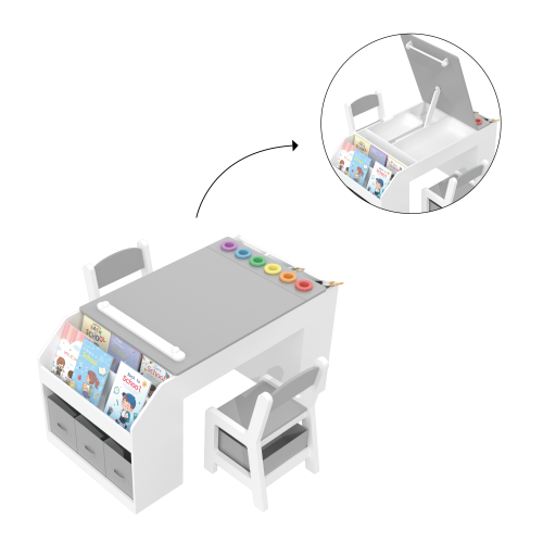 Custom Wooden Kids Art Table and Chairs Set,Craft Play Desk with Storage Drawers