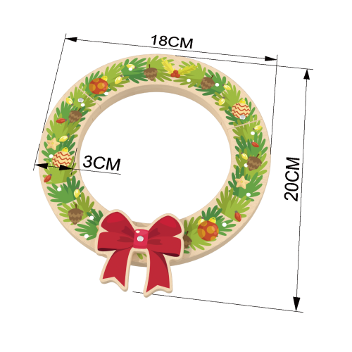 Custom Christmas Wooden Wreath Ornament,Wooden Wreath Frame for Crafts