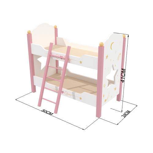 Custom Dreamy Star & Moon Wooden Doll Bunk Bed for 18-Inch Dolls