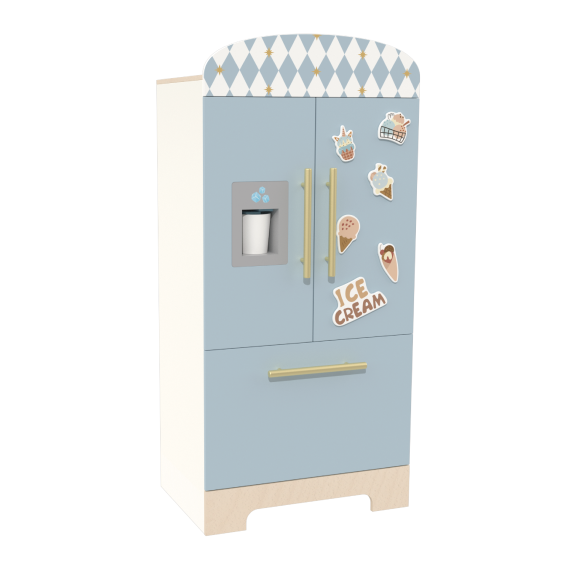 Custom Nordic Ice Cream Wooden Kids Simulation Fridge - Pretend Play Kitchen Toy 96cm
