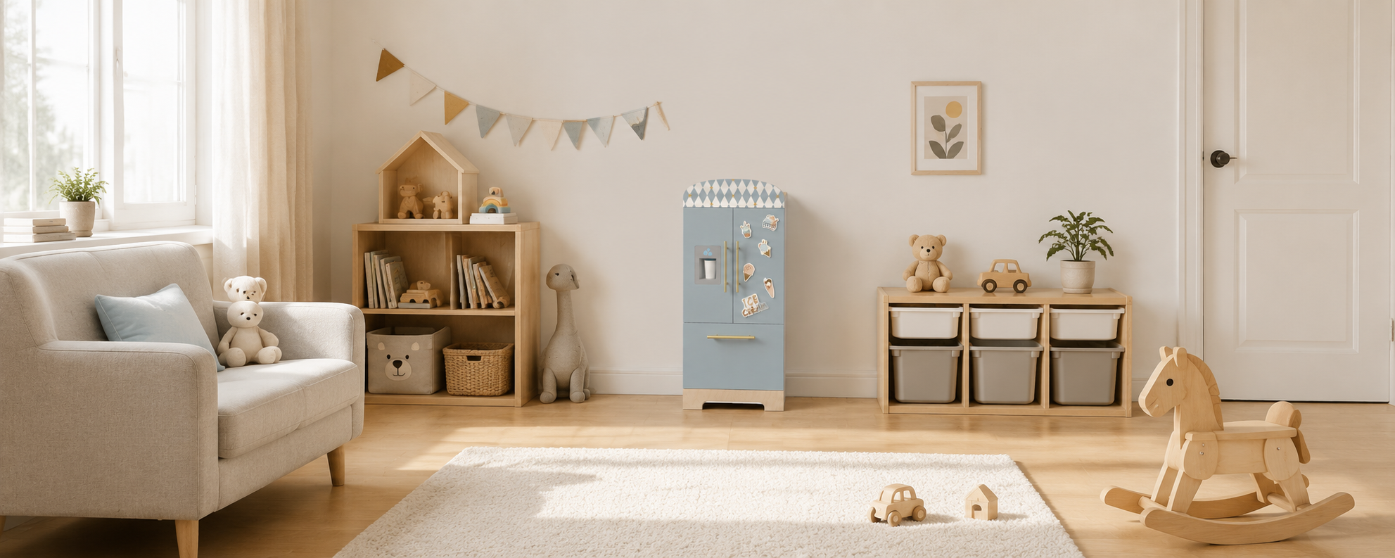Kids playing pretend kitchen