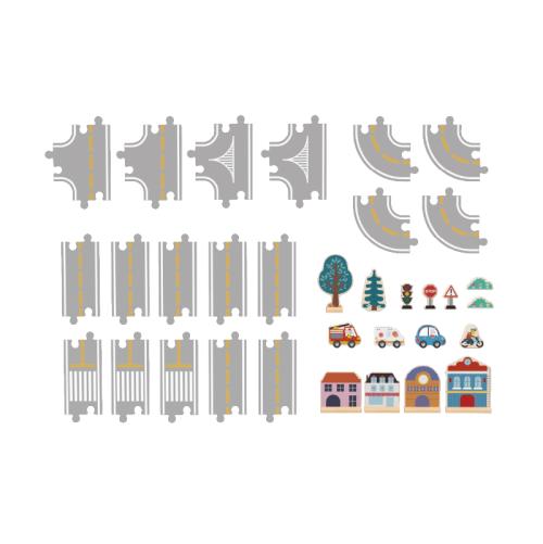 Custom Wooden Town Road Track Building Blocks Set City Puzzle Toy 90x70cm