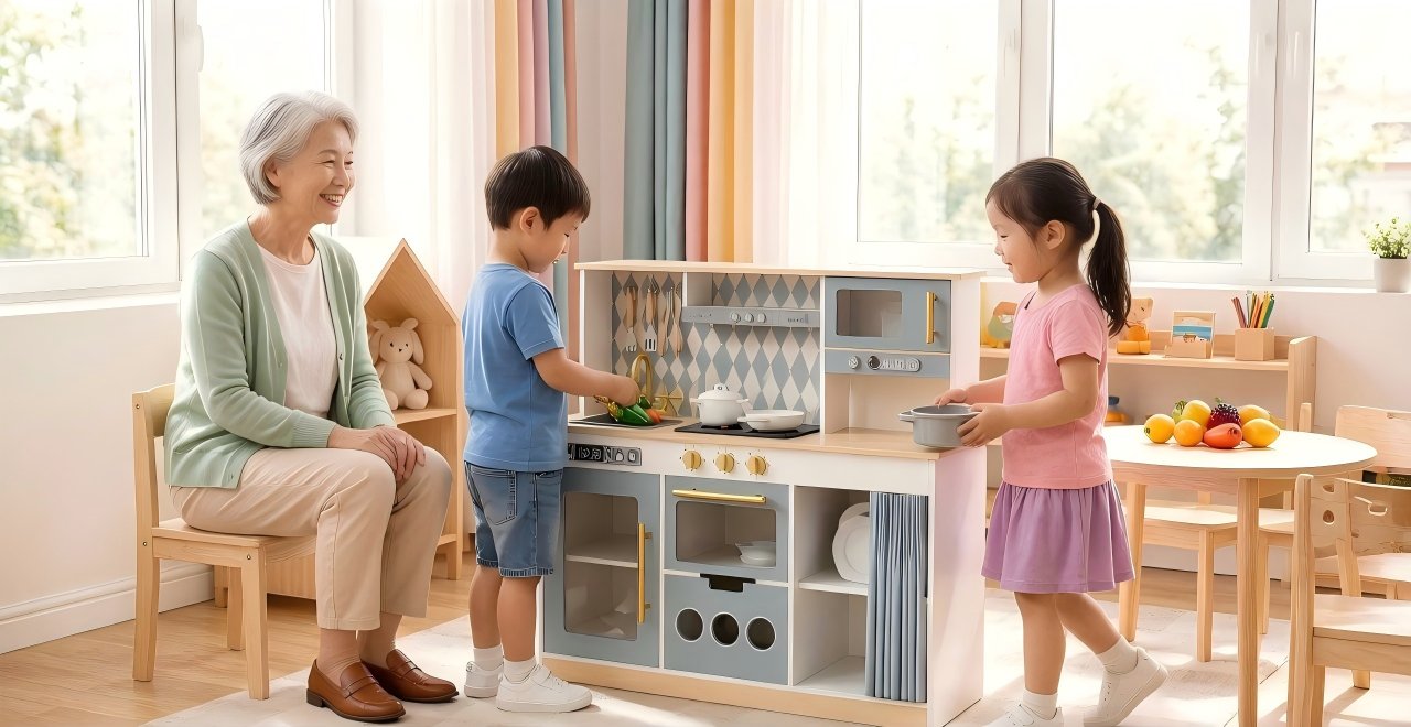 Family baking together