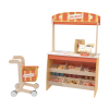 Custom Reversible Wooden Supermarket Play Stand with Shopping Cart & Grocery Accessories for Kids
