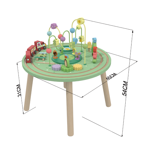 Custom Forest Train Wooden Multi-Play Activity Table for Toddlers | Bead Maze Gear Train Sensory Toy