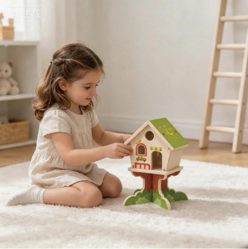 Custom Forest Treehouse Wooden Doll House for Kids Pretend Play Role Play Toy
