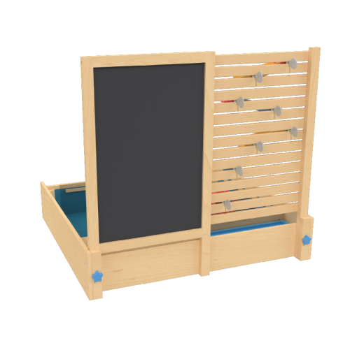 Custom Wooden Sand Water Activity Table Ball Track Double-Sided Chalkboard Lid for Kids
