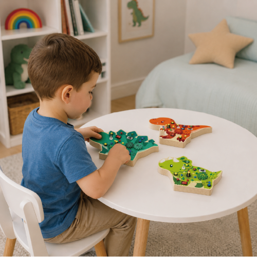Custom Dinosaur Busy Board 3pc Montessori Sensory Activity Panel Toddler Fine Motor Toy 2–6Y