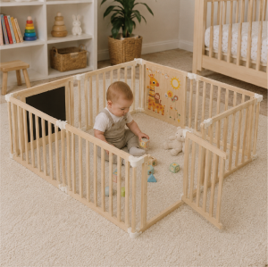 Custom Wooden Baby Playpen with Giraffe Panel, Chalkboard Door,  Toddler Safety Fence