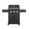 3-burner GAS BBQ with full cast aluminum chamber | 800 °C infrared side burner | All black version | Even heat distribution|Premium design