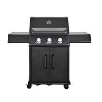 3-burner GAS BBQ with full cast aluminum chamber | 800 °C infrared side burner | All black version | Even heat distribution|Premium design