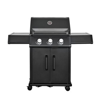 3-burner GAS BBQ with full cast aluminum chamber | 800 °C infrared side burner | All black version | Even heat distribution|Premium design