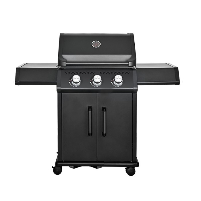 3-Burner Gas BBQ Grill 9kW — Full Cast Aluminum Chamber, 800°C Infrared Side Burner | KYQ-A380