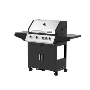4-Burner Gas BBQ Grill 12.6kW — Outdoor Grilling with Side Burner & 4 Wheels | KYQ-LP24S