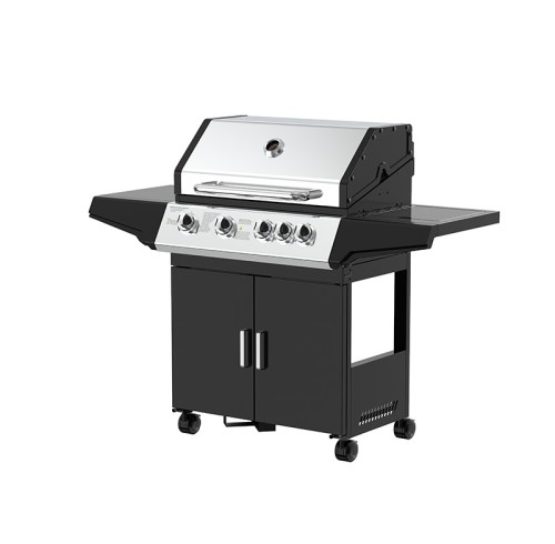 4-Burner Gas BBQ Grill 12.6kW — Outdoor Grilling with Side Burner & 4 Wheels | KYQ-LP24S