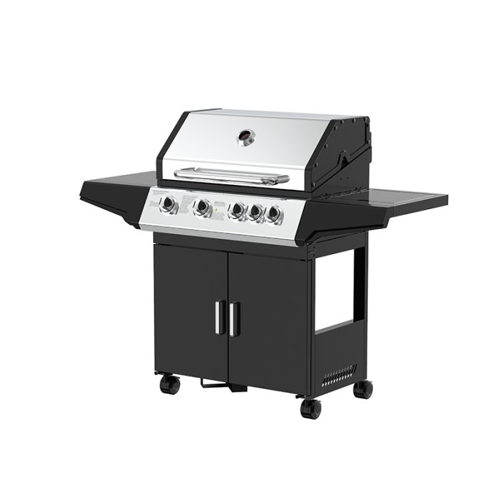 4-Burner Gas BBQ Grill 12.6kW — Outdoor Grilling with Side Burner & 4 Wheels | KYQ-LP24S