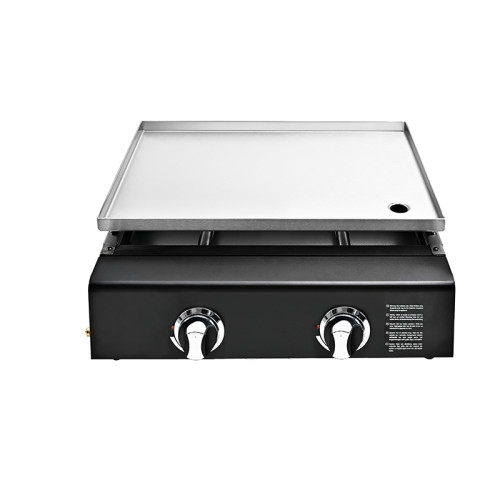 2 Burner Outdoor Gas Plancha Griddle | Stainless Steel Cooking Plate | Table Use