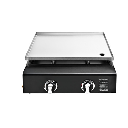 2 Burner Outdoor Gas Plancha Griddle | Stainless Steel Cooking Plate | Table Use