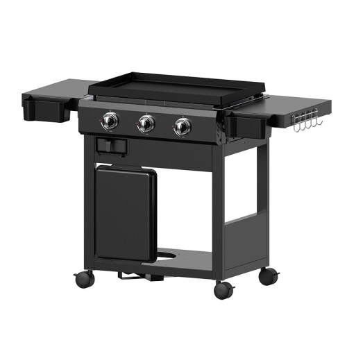 3-Burner Gas Plancha Grill | Cast Iron Cooking Plate Plancha with Trolley | OEM & ODM Manufacturer | KYQ-CFT300
