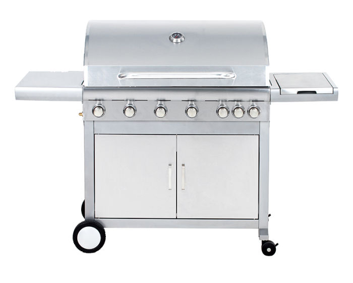 6-burner free-standing commercial gas BBQ grill with stainless steel construction