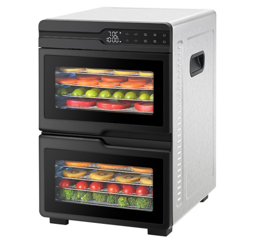 12-Tray Food Dehydrator SS — Stainless Steel Electric Dryer 48H Timer Back Heating | KYS-661A/B/C