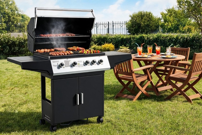 KYQ-LP24S 4-burner gas BBQ grill with side burner