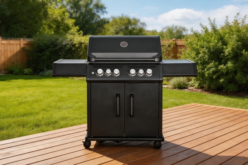 KYQ-A480RB 4-burner gas BBQ grill with full cast aluminum chamber