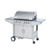 4 Burner Gas BBQ Grill 12.6kW — Outdoor Grilling with Side Burner & 4 Wheels | KYQ-L24ST