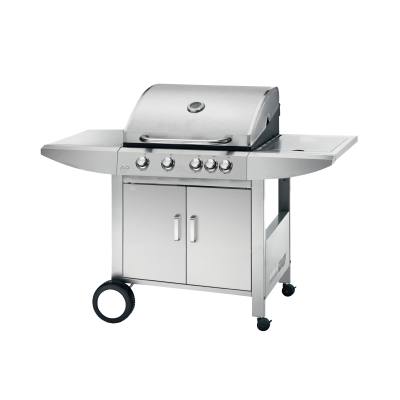 4 Burner Gas BBQ Grill 12.6kW — Outdoor Grilling with Side Burner & 4 Wheels | KYQ-K24ST