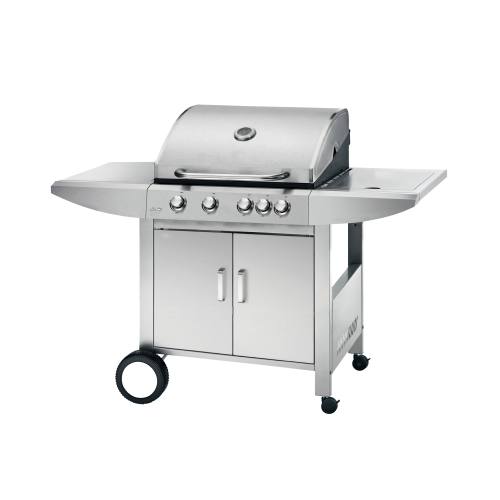 4 Burner Gas BBQ Grill 12.6kW — Outdoor Grilling with Side Burner & 4 Wheels | KYQ-K24ST