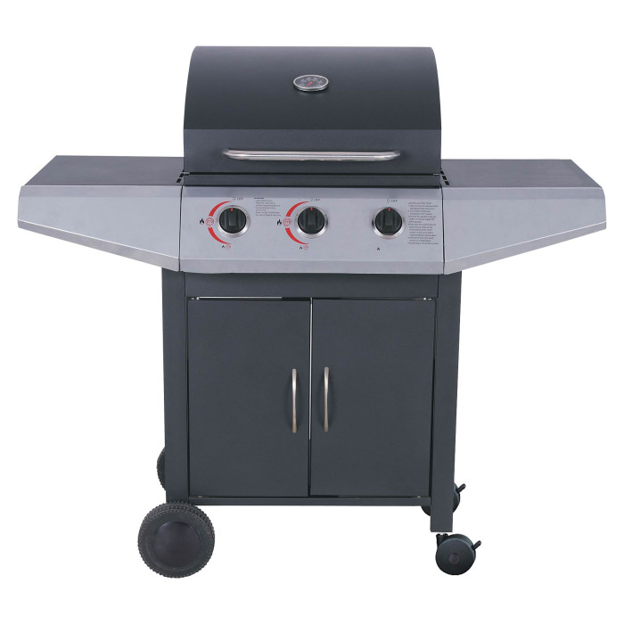 3 Burner Gas BBQ Grill 9.45kW — Black Firebox, Outdoor Backyard Cooking | KYQ-L23T-A