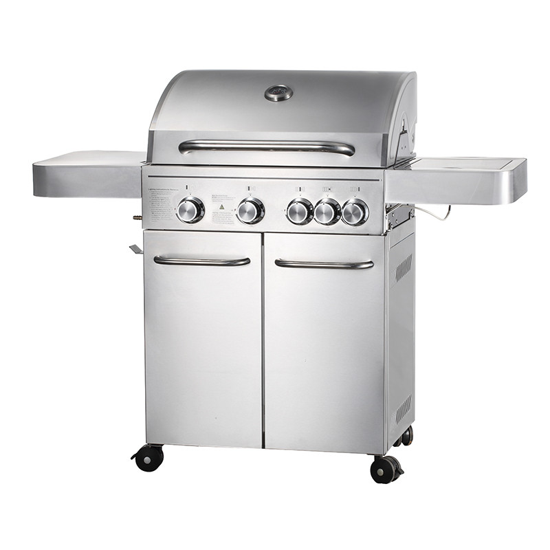 3-Burner Heavy Duty Gas BBQ Grill 13.65kW — SS with Enamel Cooking Box & Side Burner