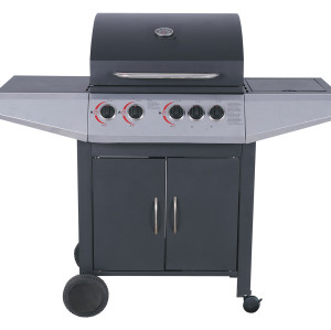 4 Burner Gas BBQ Grill 12.6kW — Outdoor Grilling with Side Burner & 4 Wheels | KYQ-L24ST-A