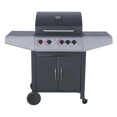 4 Burner Gas BBQ Grill 12.6kW — Outdoor Grilling with Side Burner & 4 Wheels | KYQ-L24ST-A