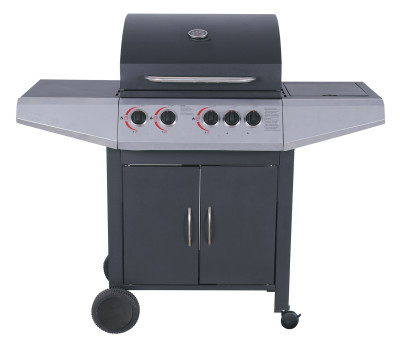 4 Burner Gas BBQ Grill 12.6kW — Outdoor Grilling with Side Burner & 4 Wheels | KYQ-L24ST-A