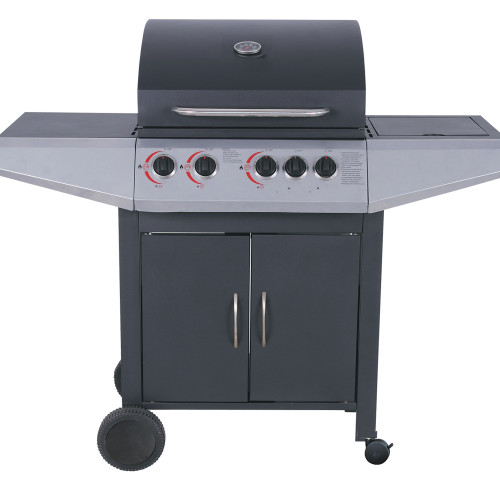4 Burner Gas BBQ Grill 12.6kW — Outdoor Grilling with Side Burner & 4 Wheels | KYQ-L24ST-A