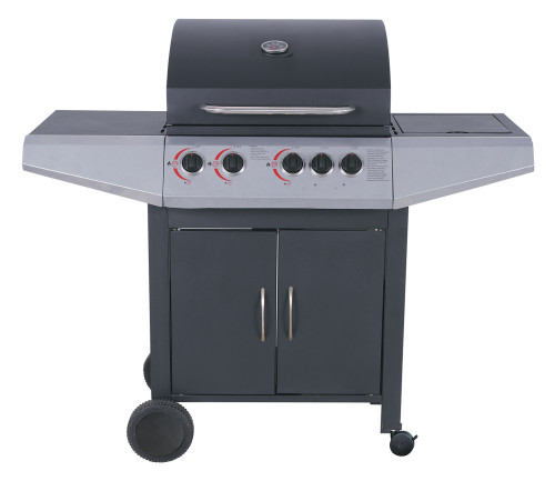 4 Burner Gas BBQ Grill 12.6kW — Outdoor Grilling with Side Burner & 4 Wheels | KYQ-L24ST-A