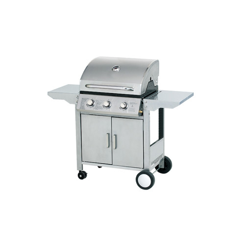 3-Burner Heavy Duty Gas BBQ Grill 10.5kW — Stainless Steel with Enamel Cooking Box & Side Burner | KYQ-HK3