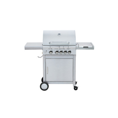 4-Burner Heavy Duty Gas BBQ Grill 15.75kW — Stainless Steel with Enamel Cooking Box & Side Burner | KYQ-43S
