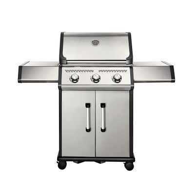 3 Burner Gas BBQ Grill 9kW — Full Cast Aluminum Chamber, Stainless steel lid,  800°C Infrared Side Burner | KYQ-A380