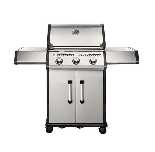 3 Burner Gas BBQ Grill 9kW — Full Cast Aluminum Chamber, Stainless steel lid, 800°C Infrared Side Burner | KYQ-A380