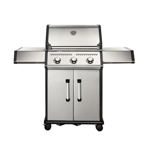 3 Burner Gas BBQ Grill 9kW — Full Cast Aluminum Chamber, Stainless steel lid, 800°C Infrared Side Burner | KYQ-A380