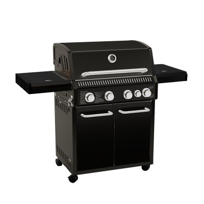 4-Burner Heavy Duty Gas BBQ Grill 17.15kW — Temperature evenly heat with Enamel Cooking Box & Side Burner | KYQ-WA4S
