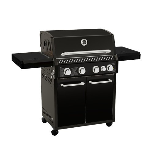 4-Burner Heavy Duty Gas BBQ Grill 17.15kW — Temperature evenly heat with Enamel Cooking Box & Side Burner | KYQ-WA4S