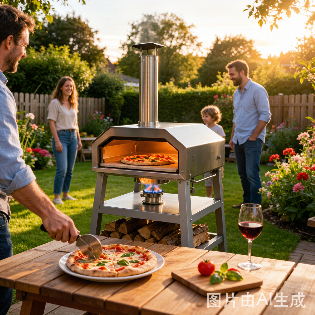 Gas pizza oven for backyard family cooking