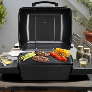 Portable Outdoor Electric BBQ Grill with 2 Wheels | 100-200℃ Adjustable Temperature | KYS-390E