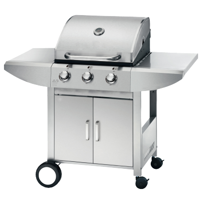 3 Burner Gas BBQ Grill 9.45kW — Black Firebox, Outdoor Backyard Cooking | KYQ-LP23