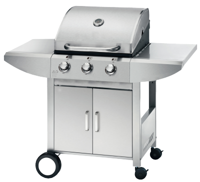 3 Burner Gas BBQ Grill 9.45kW — Black Firebox, Outdoor Backyard Cooking | KYQ-LP23
