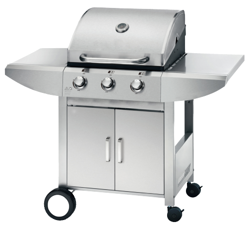 3 Burner Gas BBQ Grill 9.45kW — Black Firebox, Outdoor Backyard Cooking | KYQ-LP23