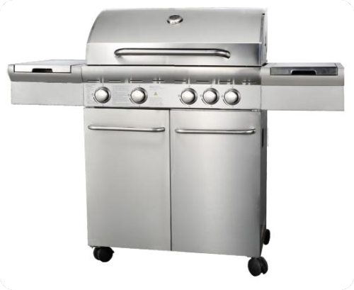 4-Burner Heavy Duty Gas BBQ Grill 13.65kW — Stainless Steel with Enamel Cooking Box & Side Burner | KYQ-F41ST-B